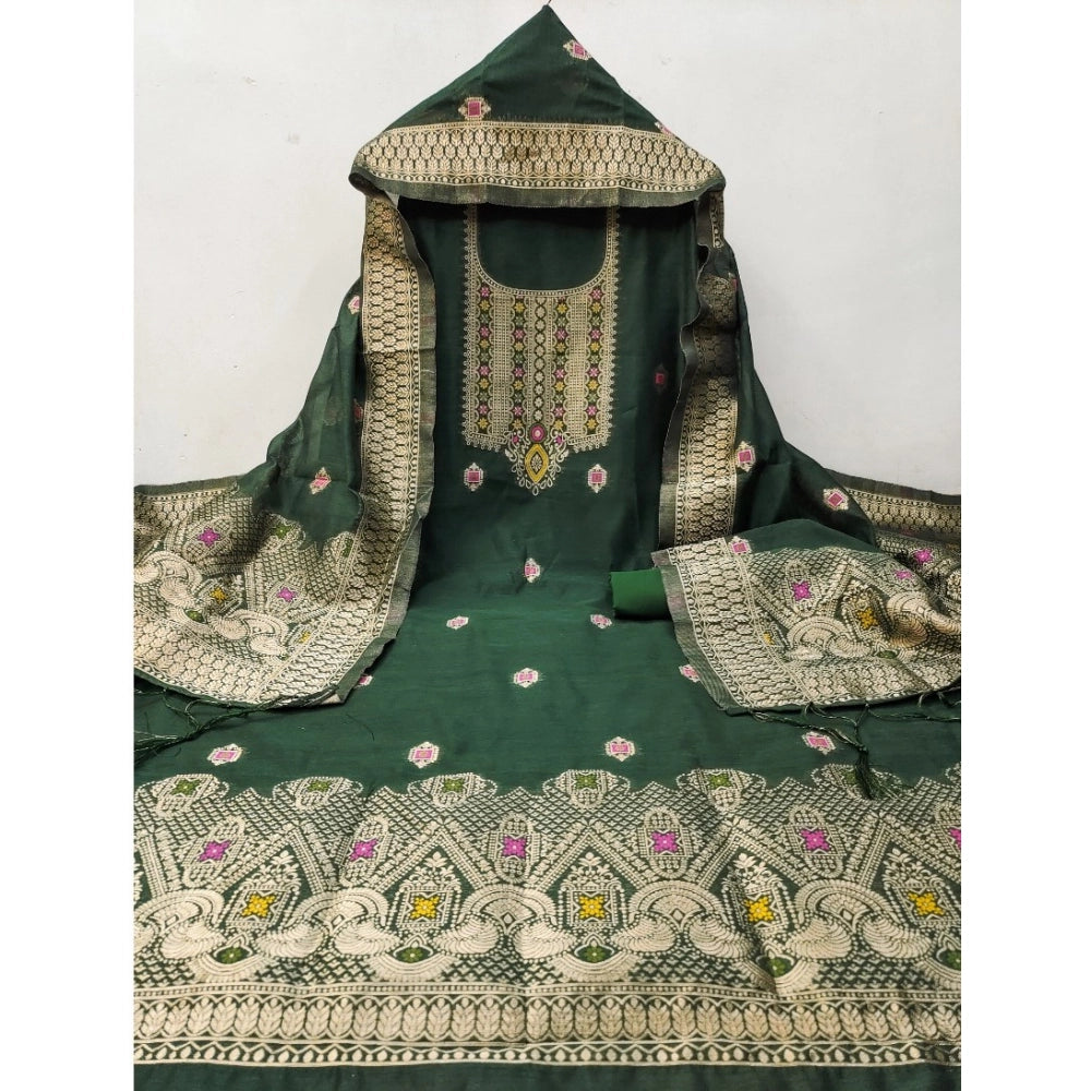 Women'S Banarasi Silk Printed Unstitched Salwar Suit Material