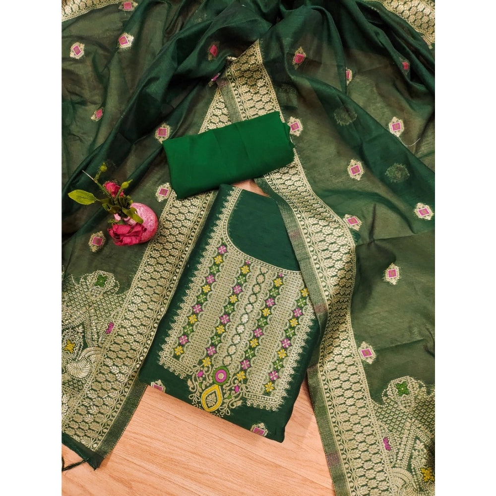 Women'S Banarasi Silk Printed Unstitched Salwar Suit Material