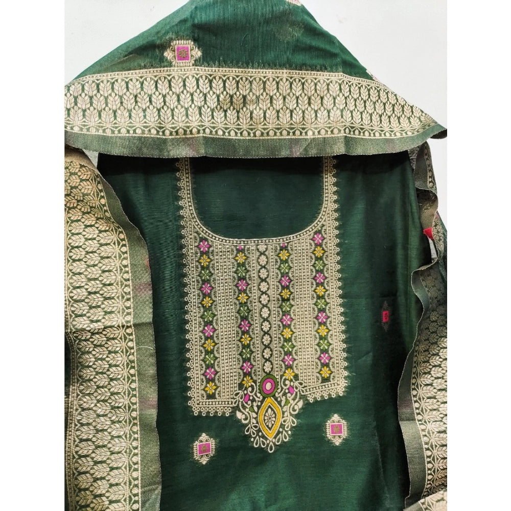 Women'S Banarasi Silk Printed Unstitched Salwar Suit Material