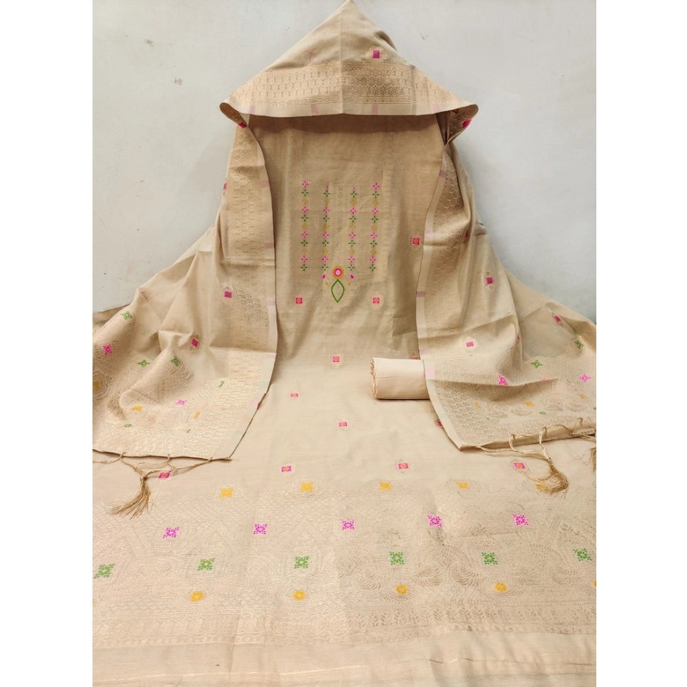 Women'S Banarasi Silk Printed Unstitched Salwar Suit Material