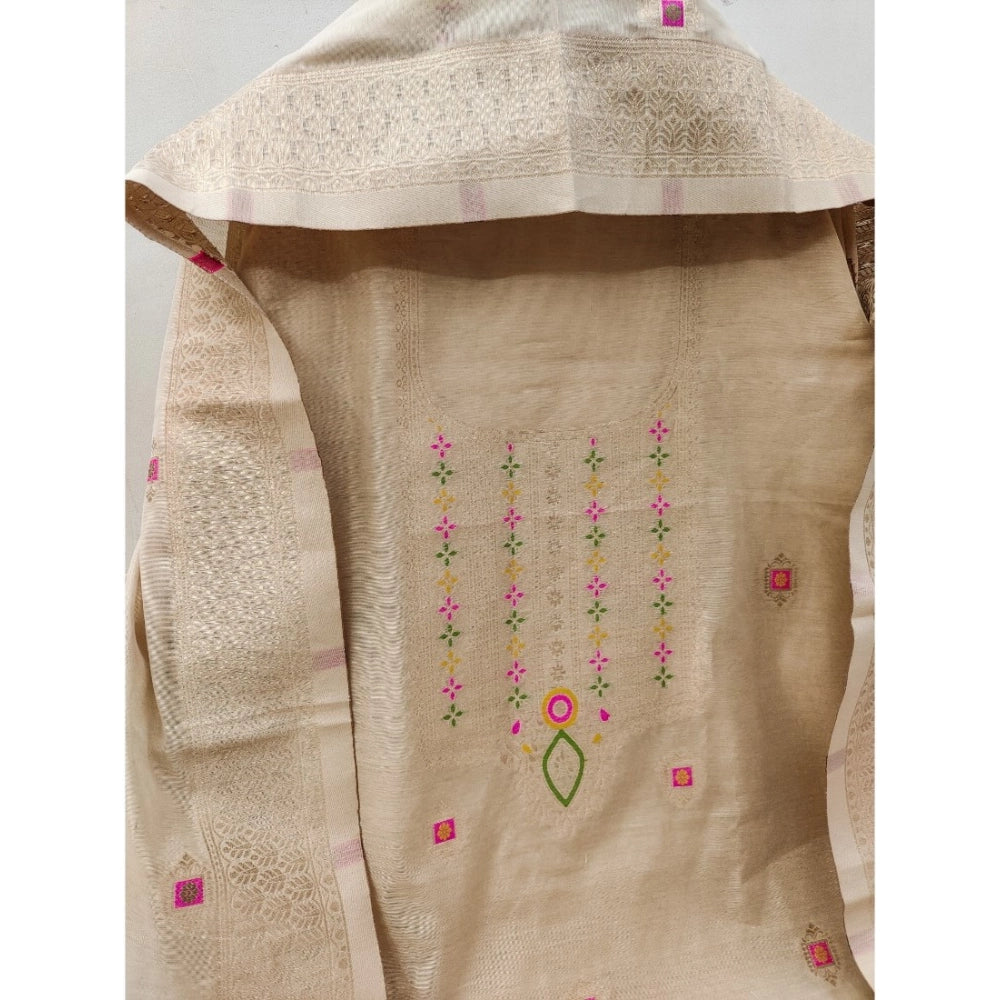 Women'S Banarasi Silk Printed Unstitched Salwar Suit Material