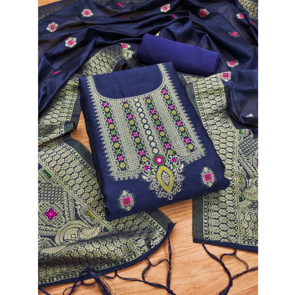 Women'S Banarasi Silk Printed Unstitched Salwar Suit Material