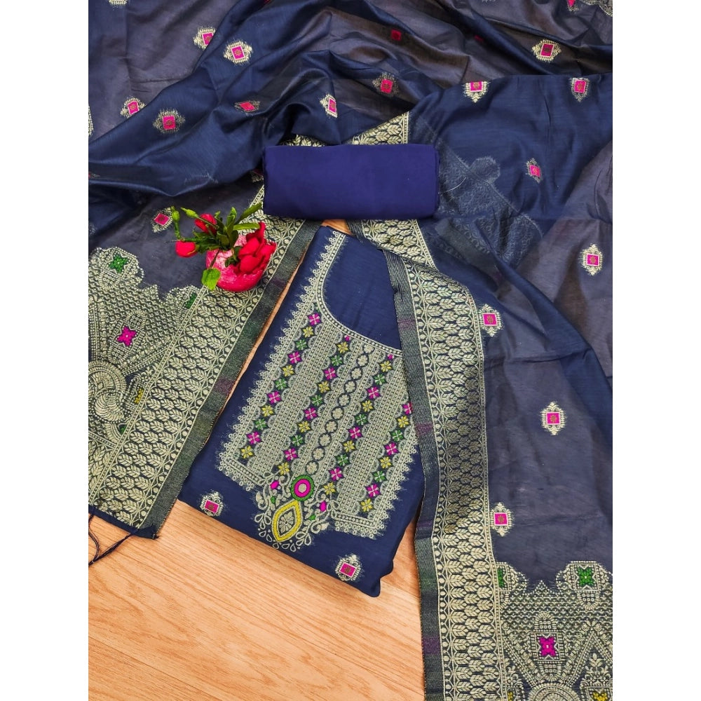 Women'S Banarasi Silk Printed Unstitched Salwar Suit Material