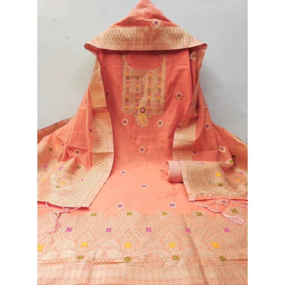 Women'S Banarasi Silk Printed Unstitched Salwar Suit Material