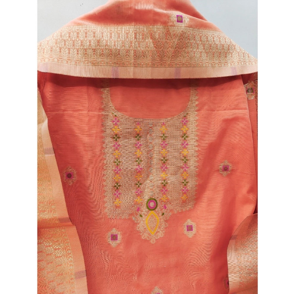 Women'S Banarasi Silk Printed Unstitched Salwar Suit Material