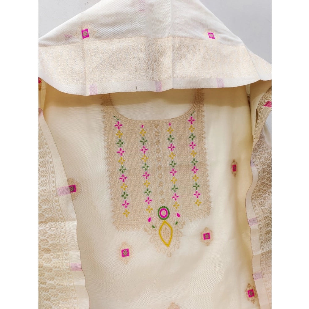 Women'S Banarasi Silk Printed Unstitched Salwar Suit Material