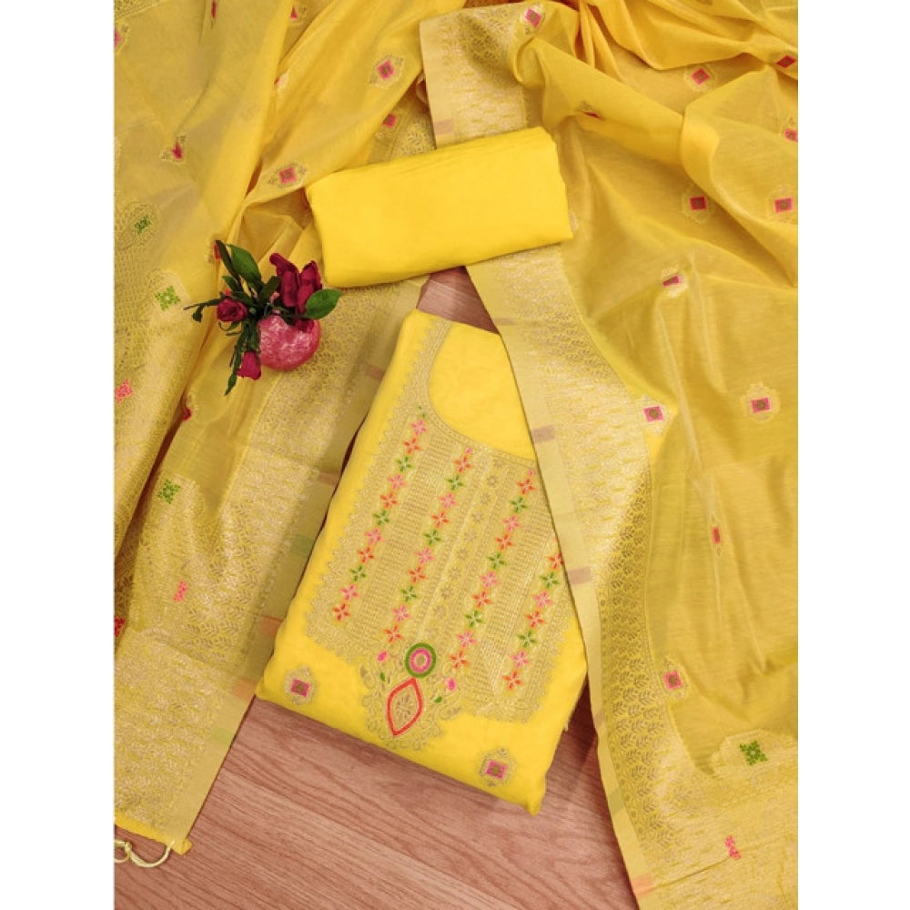 Women'S Banarasi Silk Printed Unstitched Salwar Suit Material