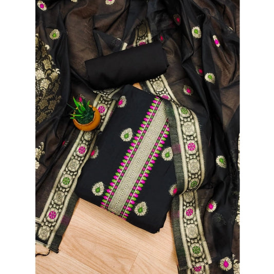 Women'S Banarasi Silk Printed Unstitched Salwar Suit Material