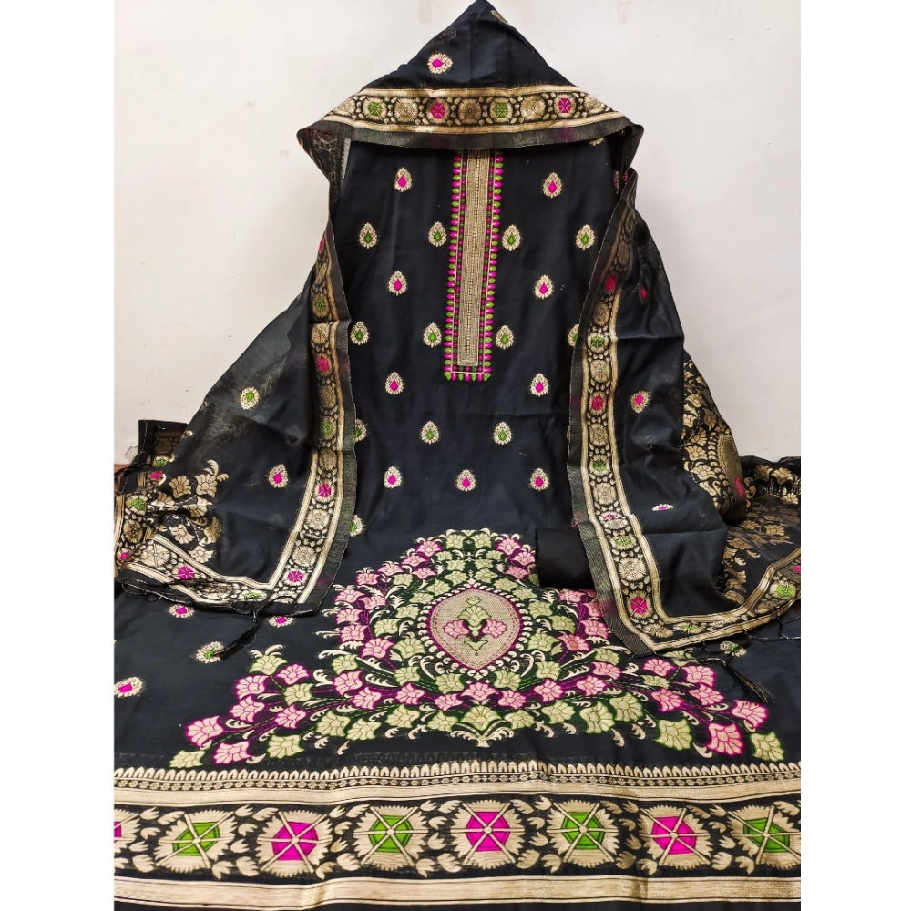 Women'S Banarasi Silk Printed Unstitched Salwar Suit Material