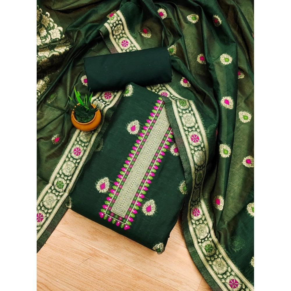 Women'S Banarasi Silk Printed Unstitched Salwar Suit Material