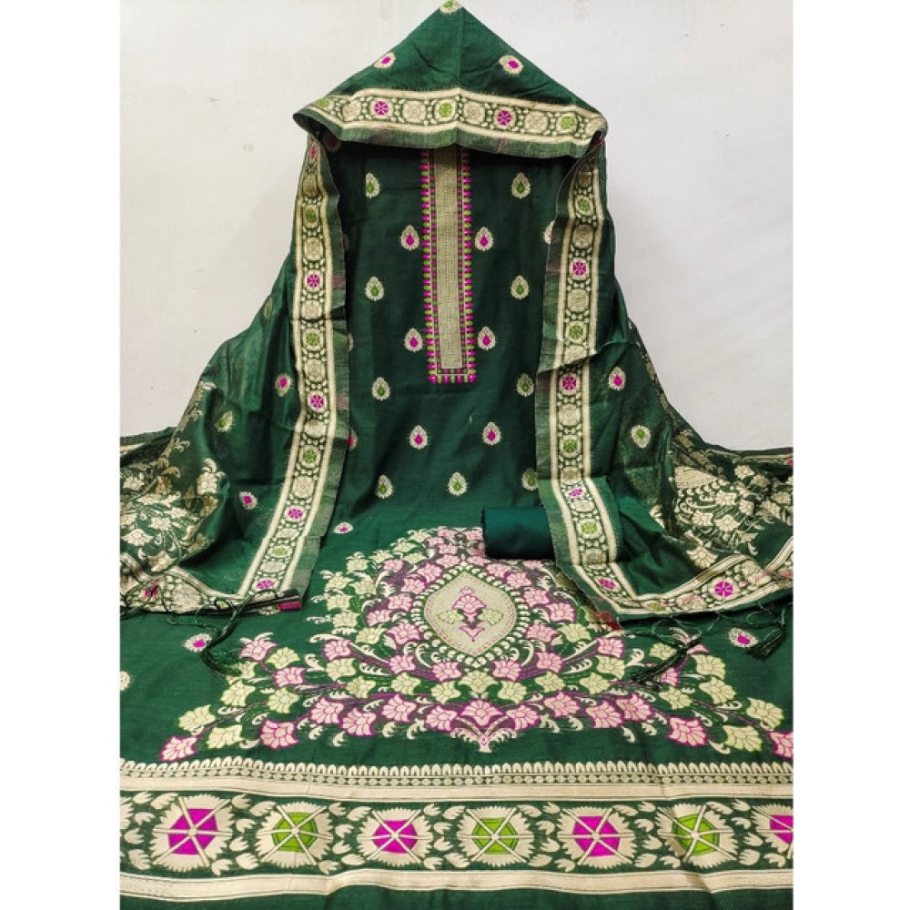 Women'S Banarasi Silk Printed Unstitched Salwar Suit Material
