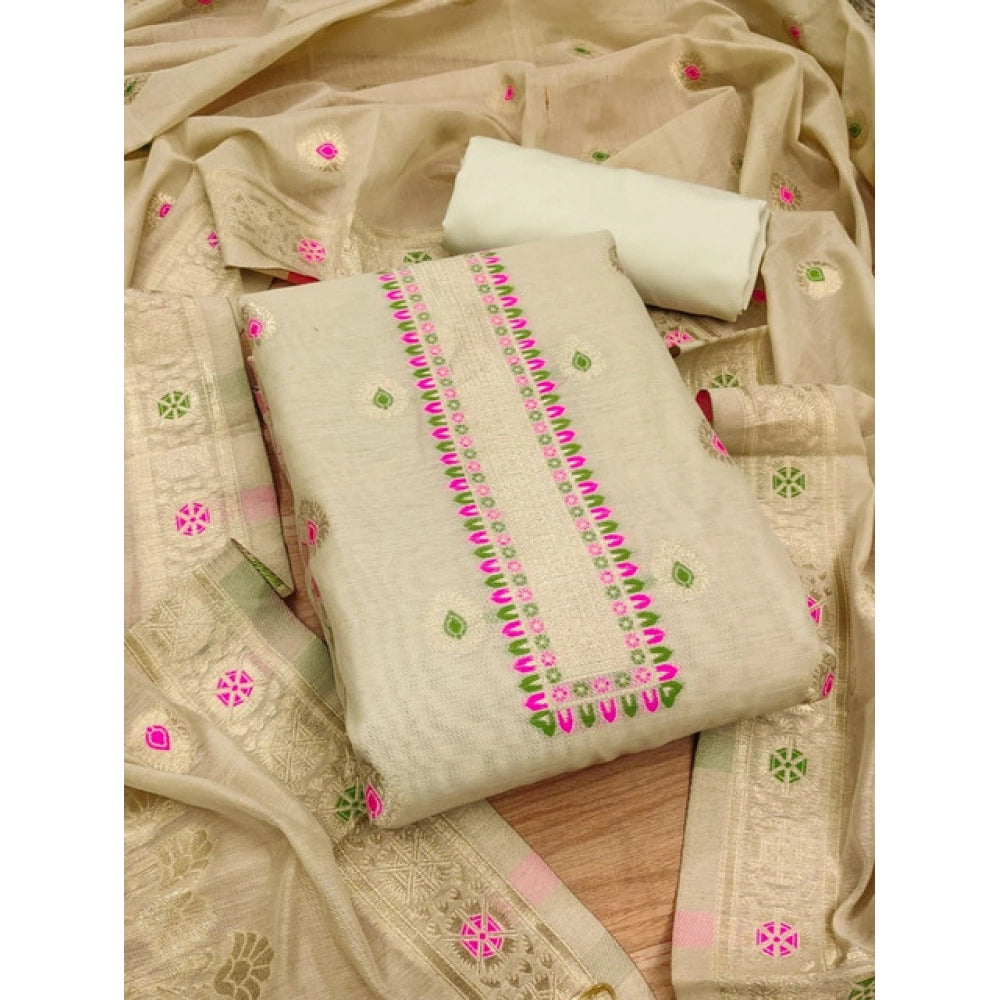 Women'S Banarasi Silk Printed Unstitched Salwar Suit Material