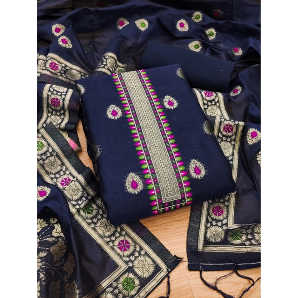 Women'S Banarasi Silk Printed Unstitched Salwar Suit Material