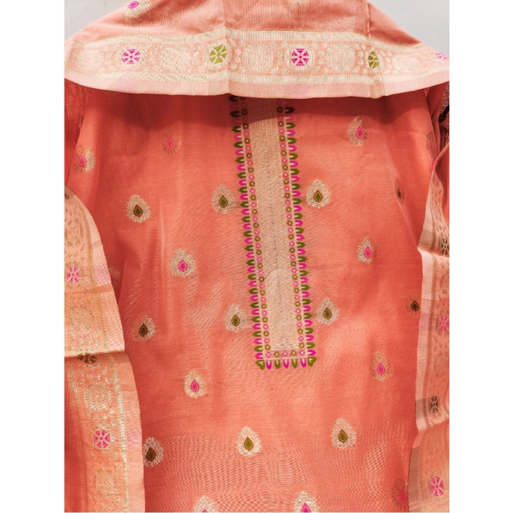 Women'S Banarasi Silk Printed Unstitched Salwar Suit Material