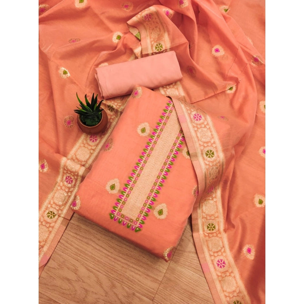 Women'S Banarasi Silk Printed Unstitched Salwar Suit Material