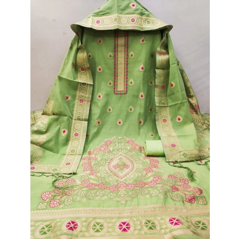 Women'S Banarasi Silk Printed Unstitched Salwar Suit Material