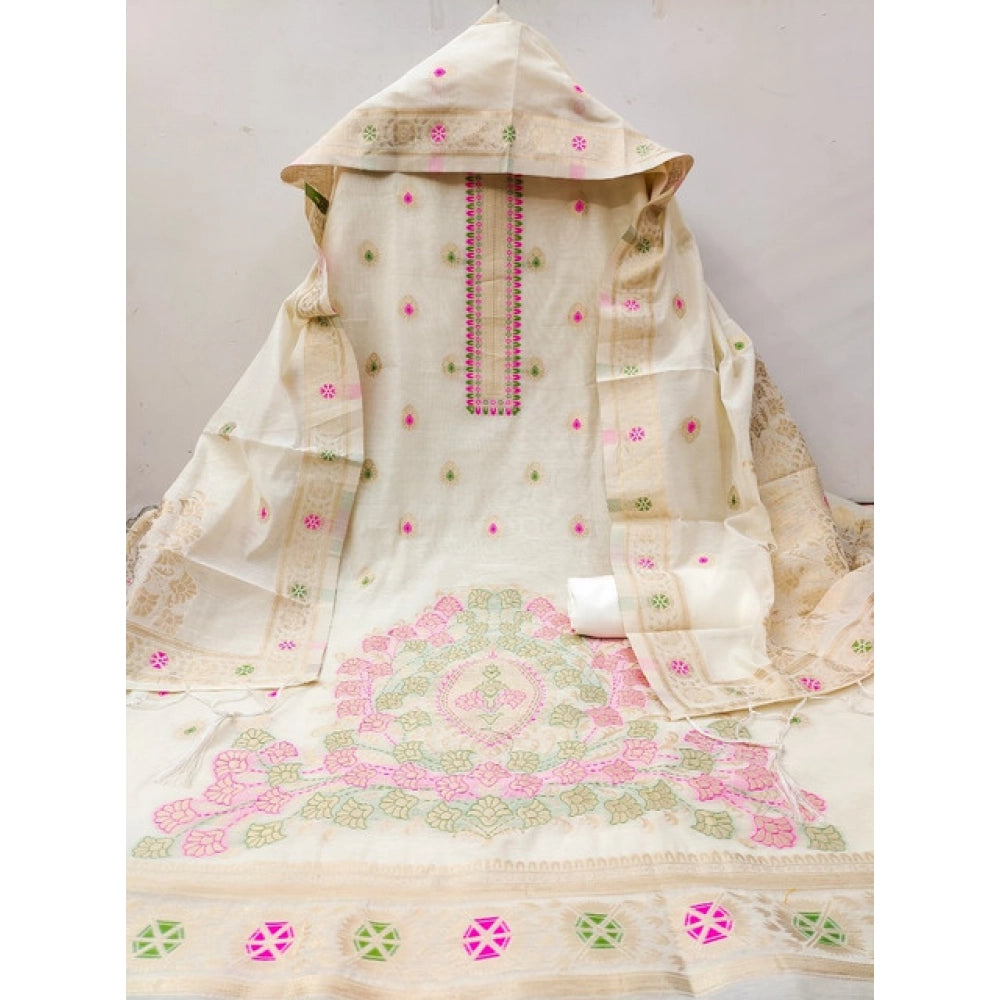 Women'S Banarasi Silk Printed Unstitched Salwar Suit Material