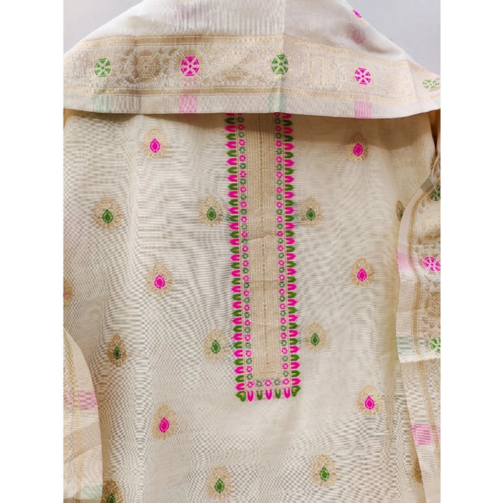Women'S Banarasi Silk Printed Unstitched Salwar Suit Material