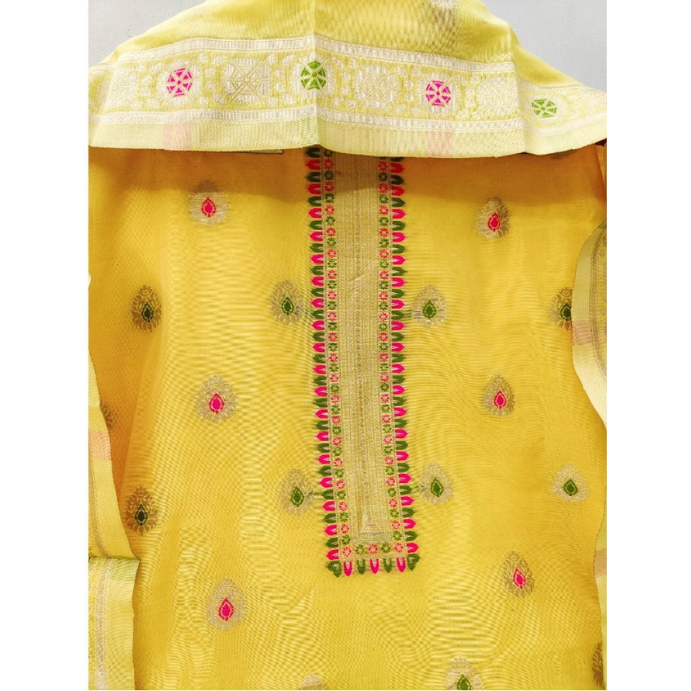 Women'S Banarasi Silk Printed Unstitched Salwar Suit Material