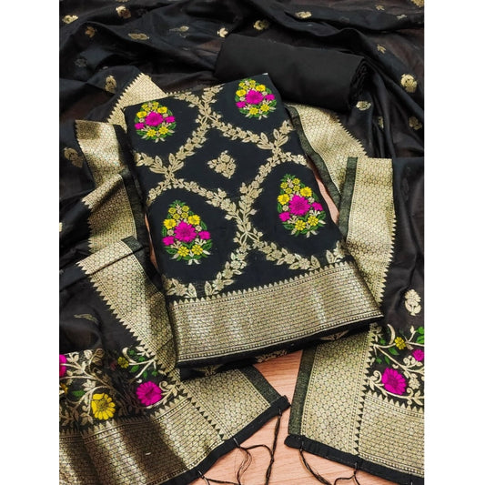 Women'S Banarasi Silk Printed Unstitched Salwar Suit Material