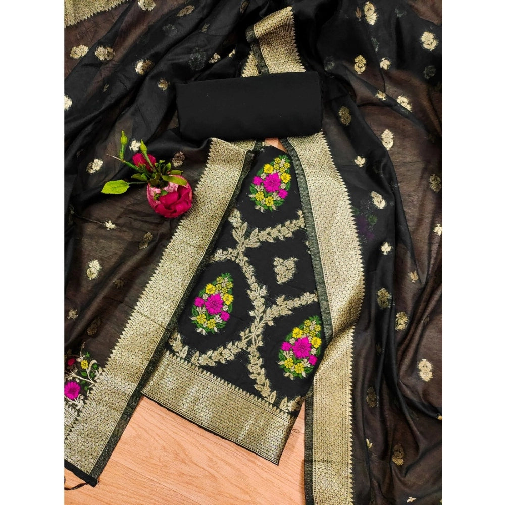 Women'S Banarasi Silk Printed Unstitched Salwar Suit Material