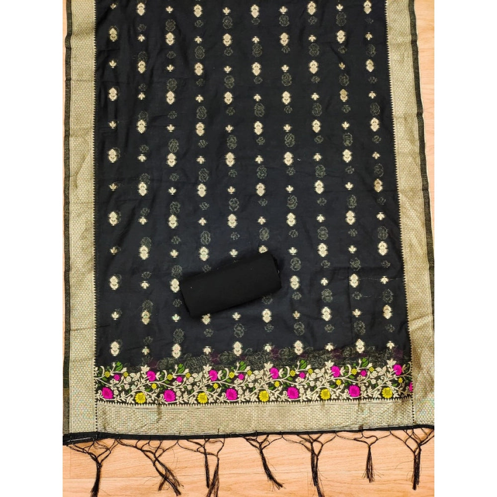 Women'S Banarasi Silk Printed Unstitched Salwar Suit Material