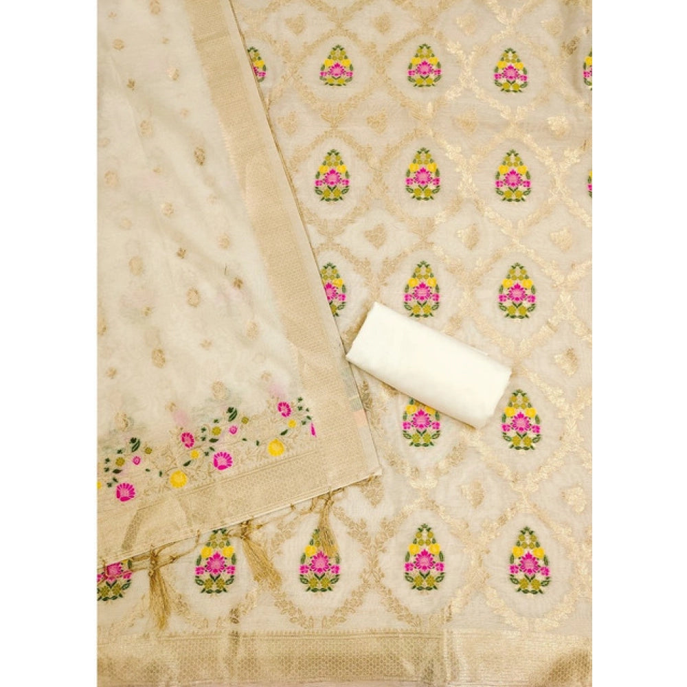 Women'S Banarasi Silk Printed Unstitched Salwar Suit Material
