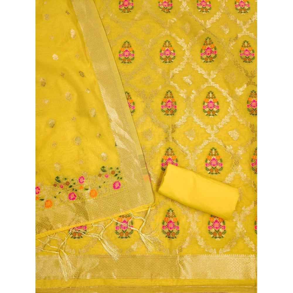Women'S Banarasi Silk Printed Unstitched Salwar Suit Material
