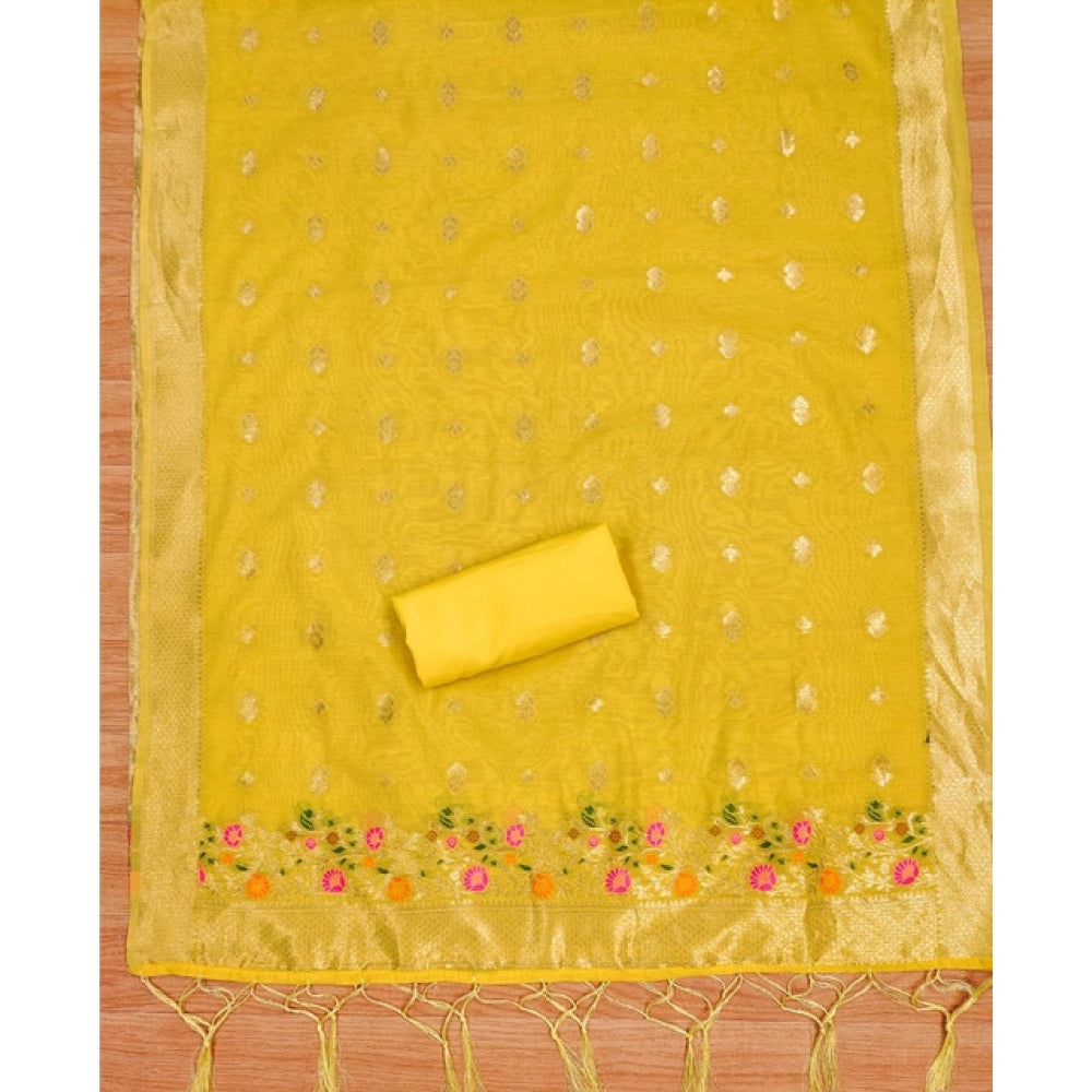 Women'S Banarasi Silk Printed Unstitched Salwar Suit Material