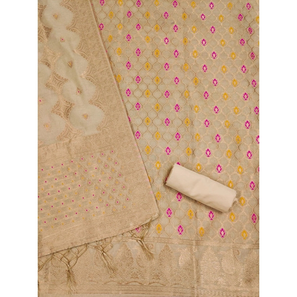 Women'S Banarasi Silk Printed Unstitched Salwar Suit Material