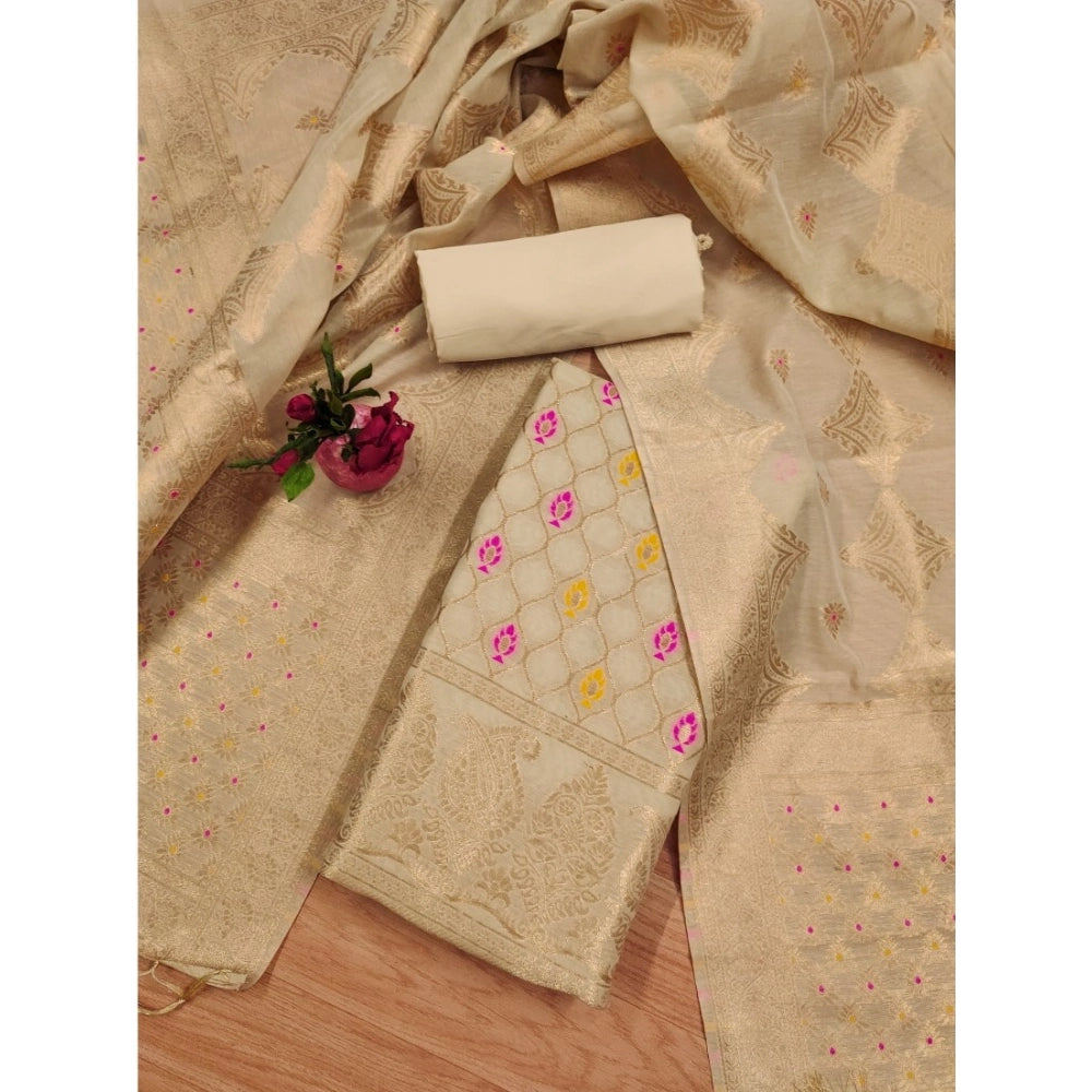 Women'S Banarasi Silk Printed Unstitched Salwar Suit Material