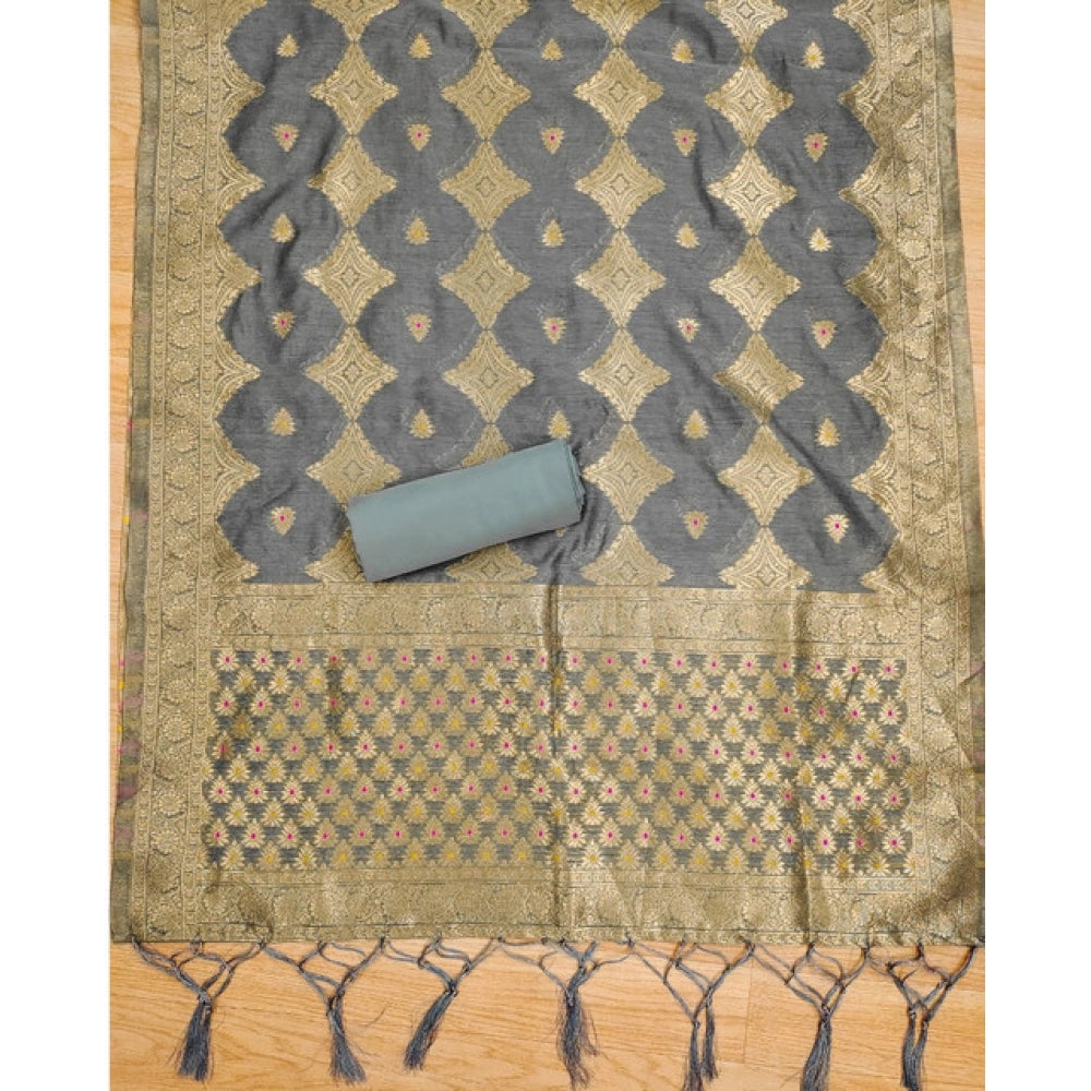 Women'S Banarasi Silk Printed Unstitched Salwar Suit Material