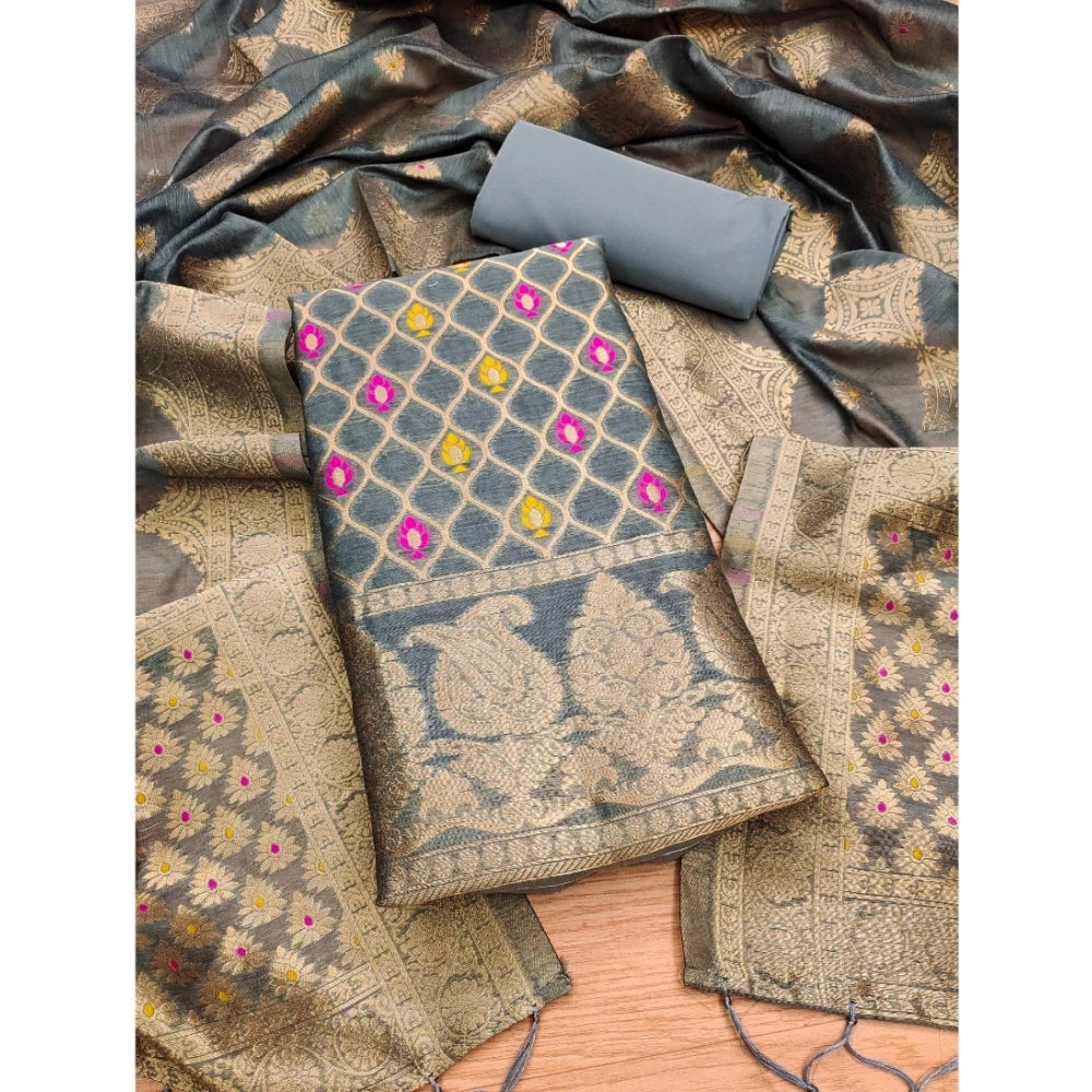 Women'S Banarasi Silk Printed Unstitched Salwar Suit Material