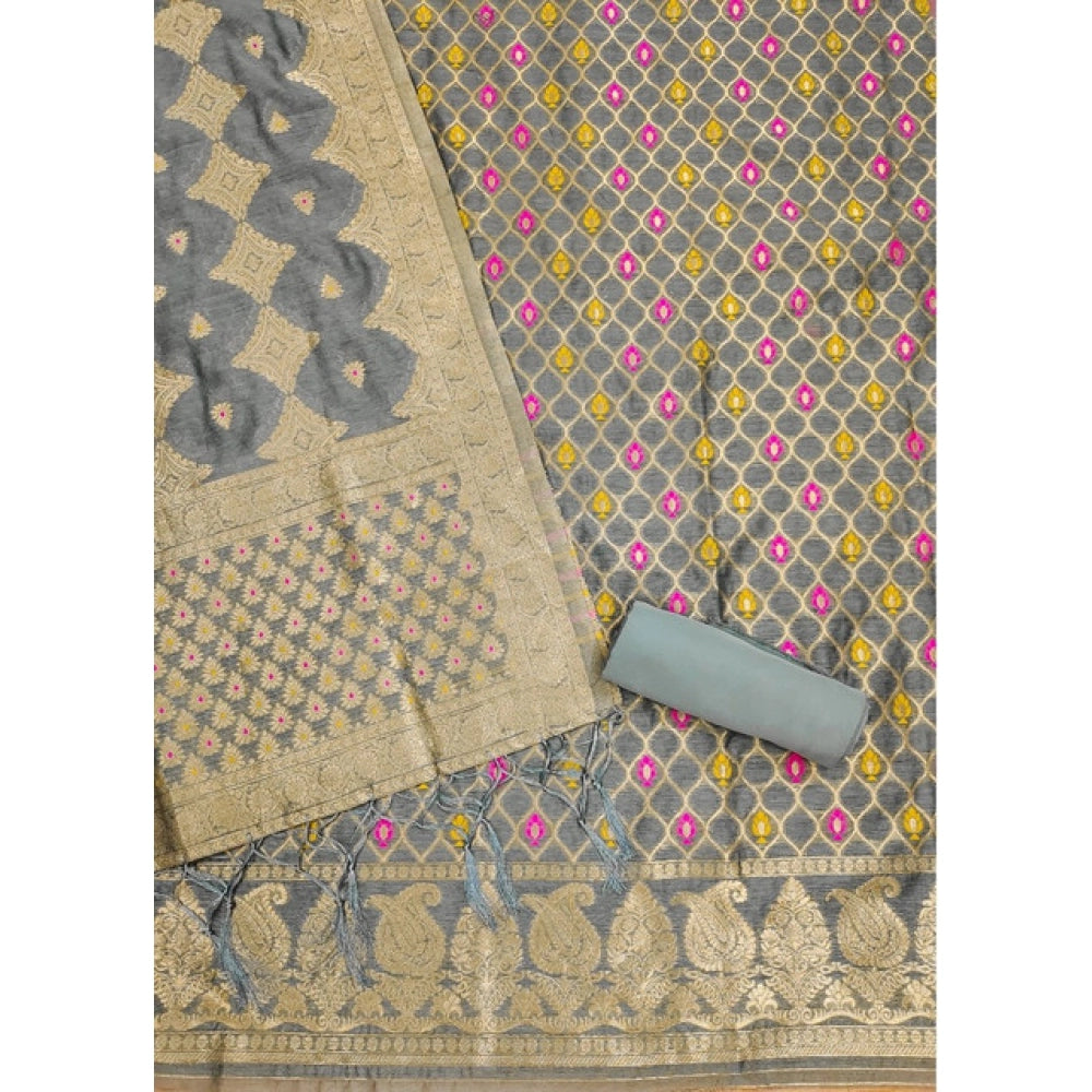 Women'S Banarasi Silk Printed Unstitched Salwar Suit Material