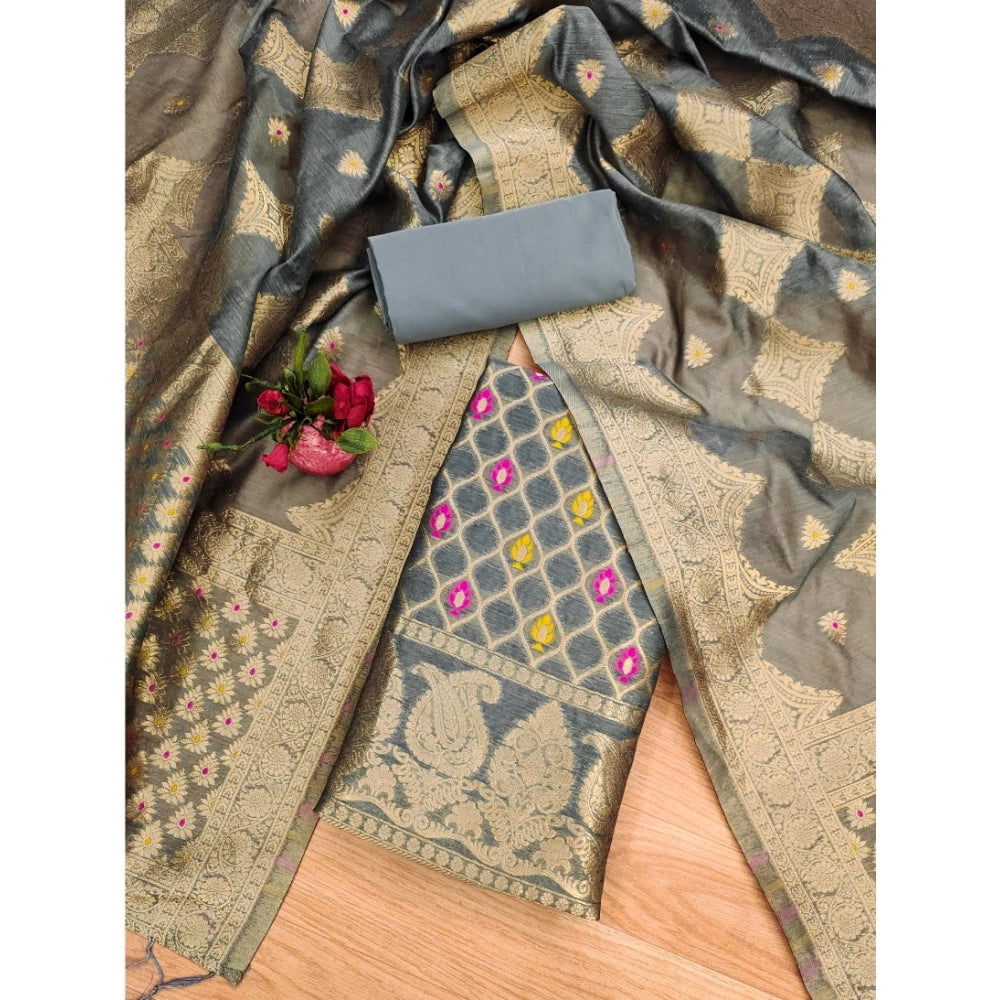 Women'S Banarasi Silk Printed Unstitched Salwar Suit Material