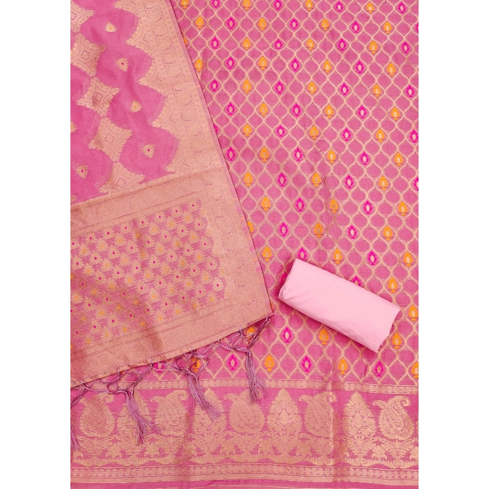 Women'S Banarasi Silk Printed Unstitched Salwar Suit Material