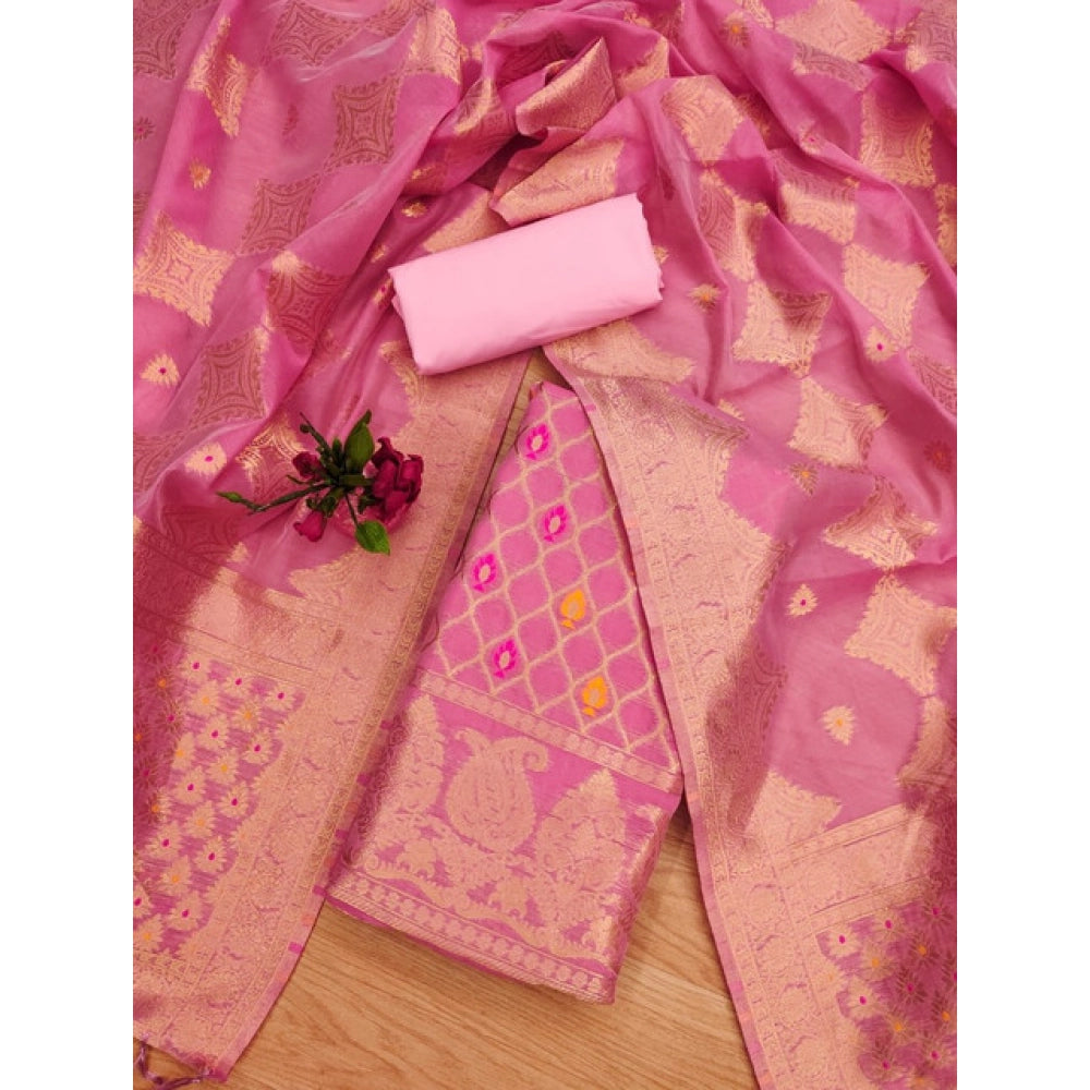 Women'S Banarasi Silk Printed Unstitched Salwar Suit Material