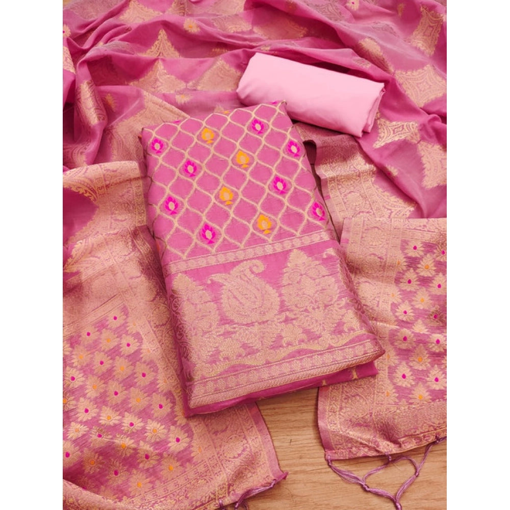 Women'S Banarasi Silk Printed Unstitched Salwar Suit Material