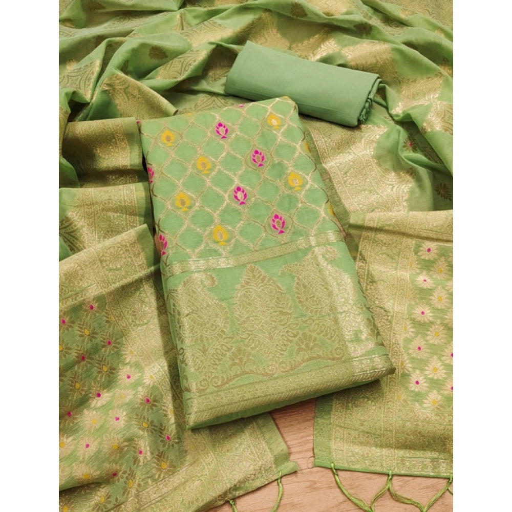 Women'S Banarasi Silk Printed Unstitched Salwar Suit Material