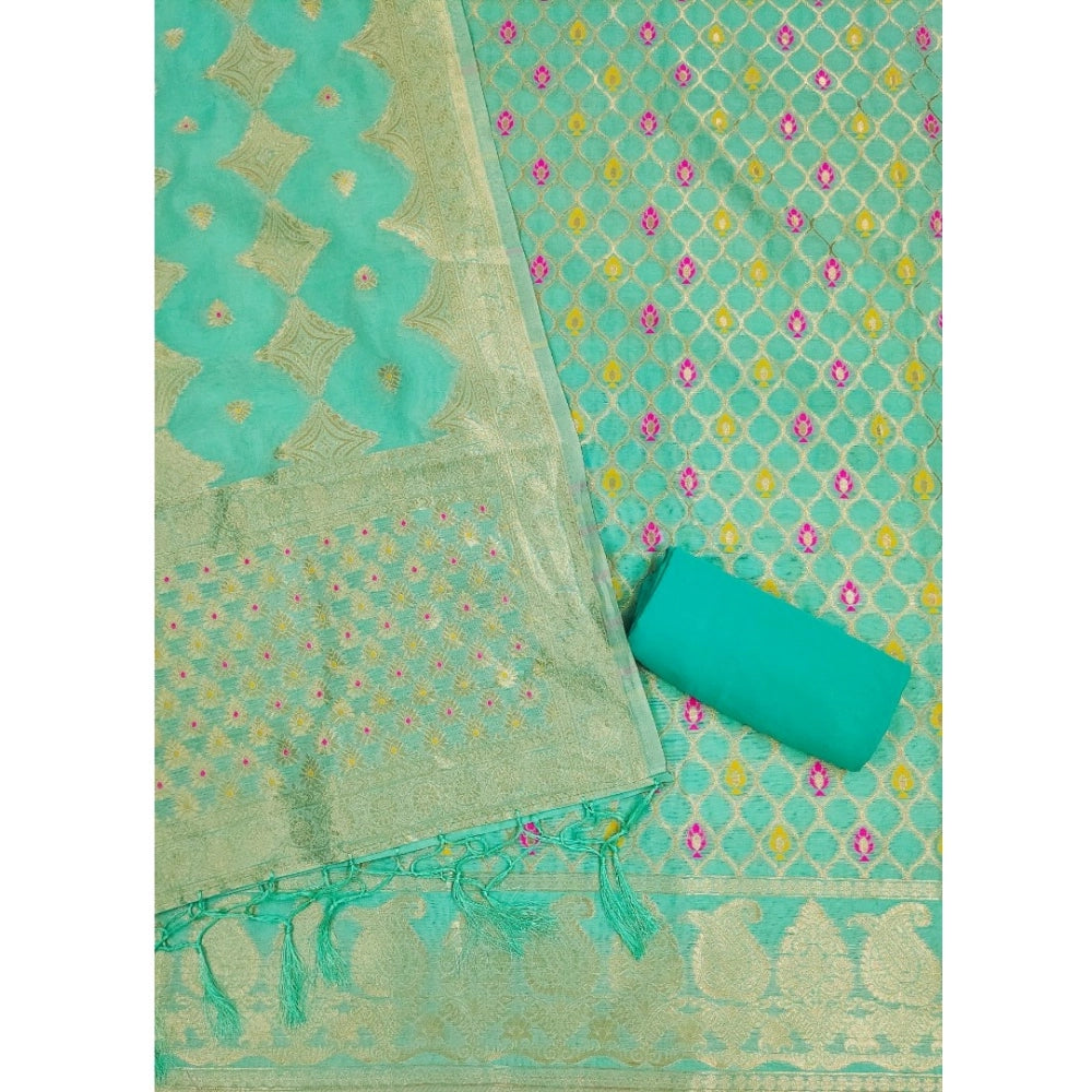 Women'S Banarasi Silk Printed Unstitched Salwar Suit Material