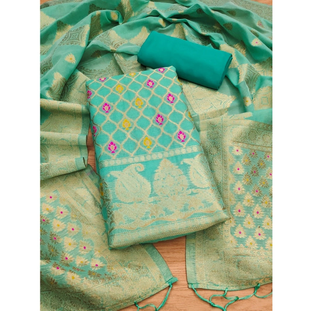 Women'S Banarasi Silk Printed Unstitched Salwar Suit Material
