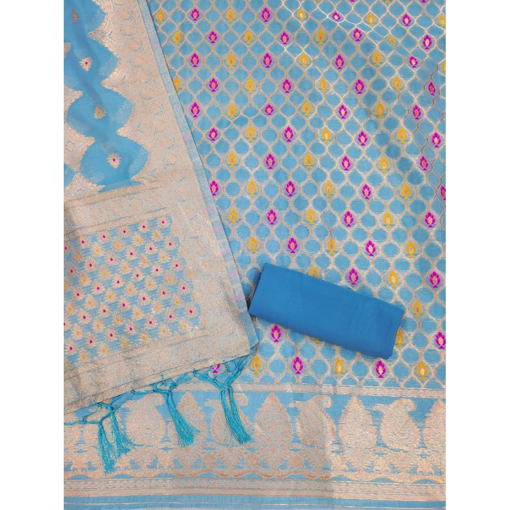 Women'S Banarasi Silk Printed Unstitched Salwar Suit Material