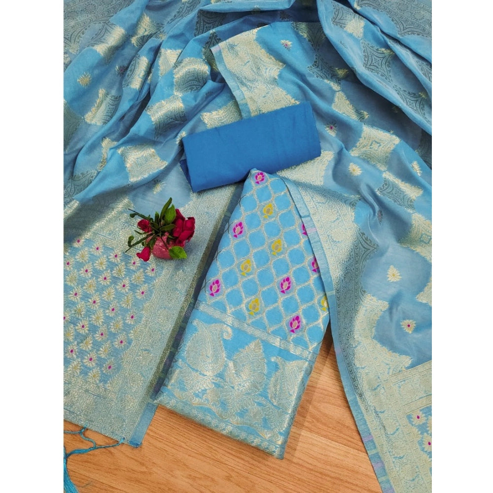 Women'S Banarasi Silk Printed Unstitched Salwar Suit Material