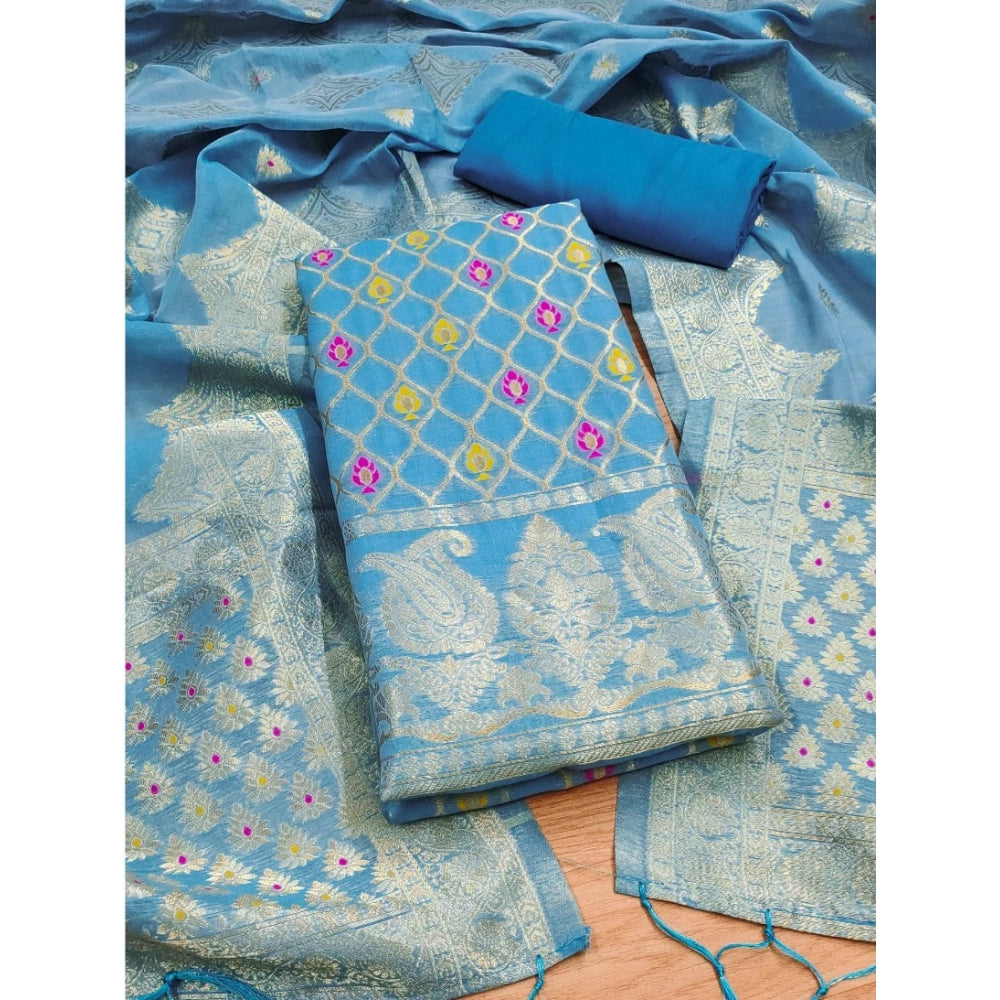 Women'S Banarasi Silk Printed Unstitched Salwar Suit Material