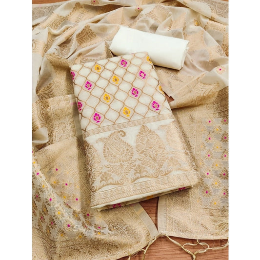 Women'S Banarasi Silk Printed Unstitched Salwar Suit Material