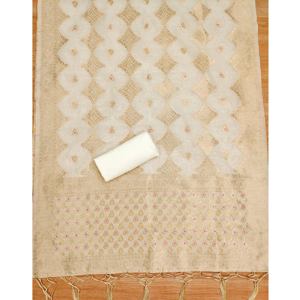 Women'S Banarasi Silk Printed Unstitched Salwar Suit Material