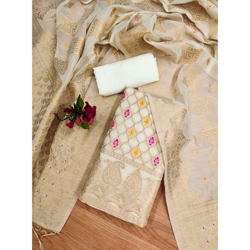 Women'S Banarasi Silk Printed Unstitched Salwar Suit Material