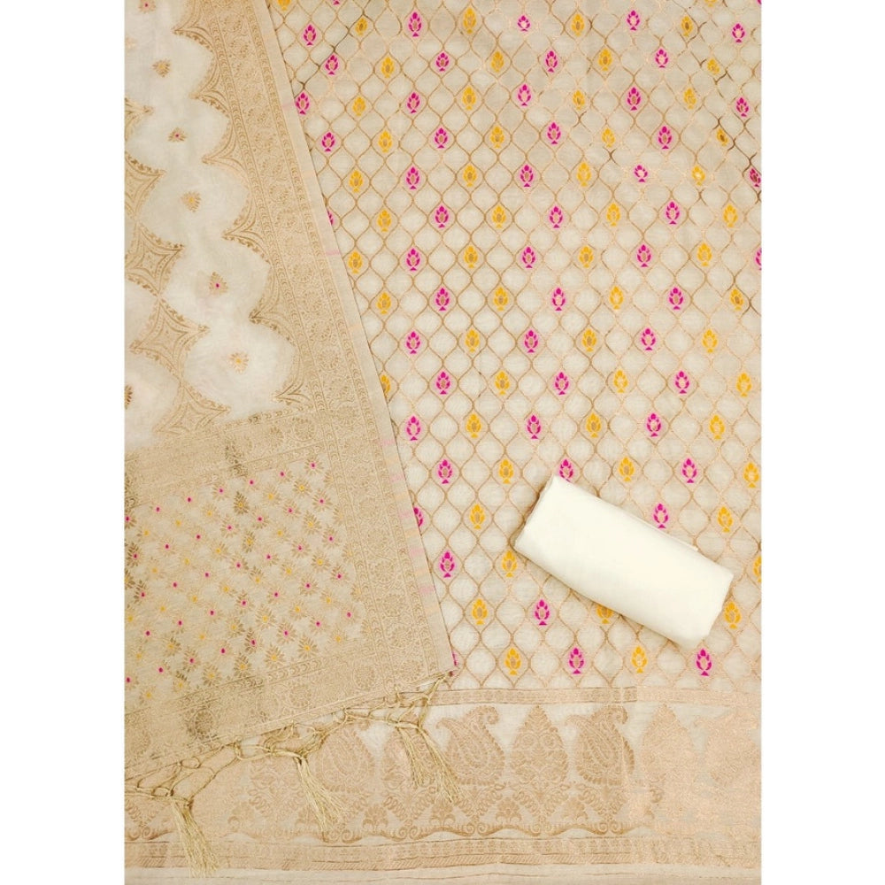 Women'S Banarasi Silk Printed Unstitched Salwar Suit Material