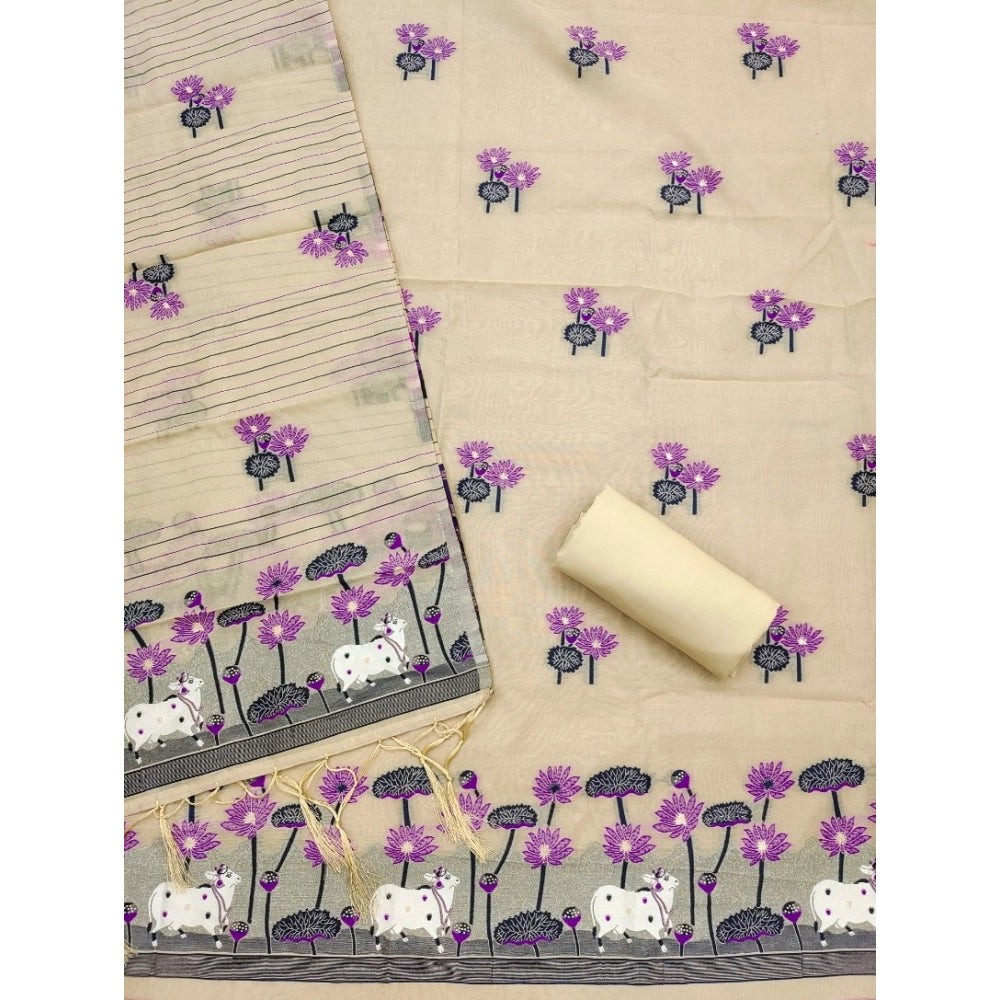 Women'S Banarasi Silk Printed Unstitched Salwar Suit Material