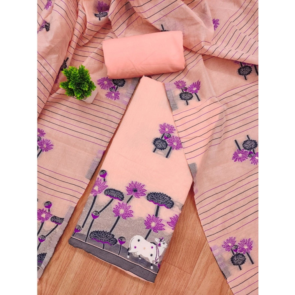 Women'S Banarasi Silk Printed Unstitched Salwar Suit Material